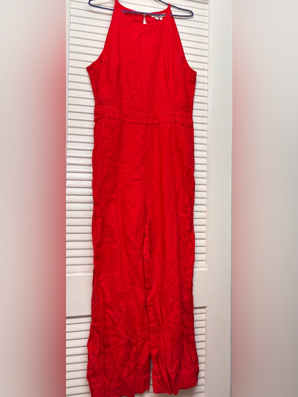 Boden Sleeveless Linen-Blend Jumpsuit with Narrow Straps US 8T